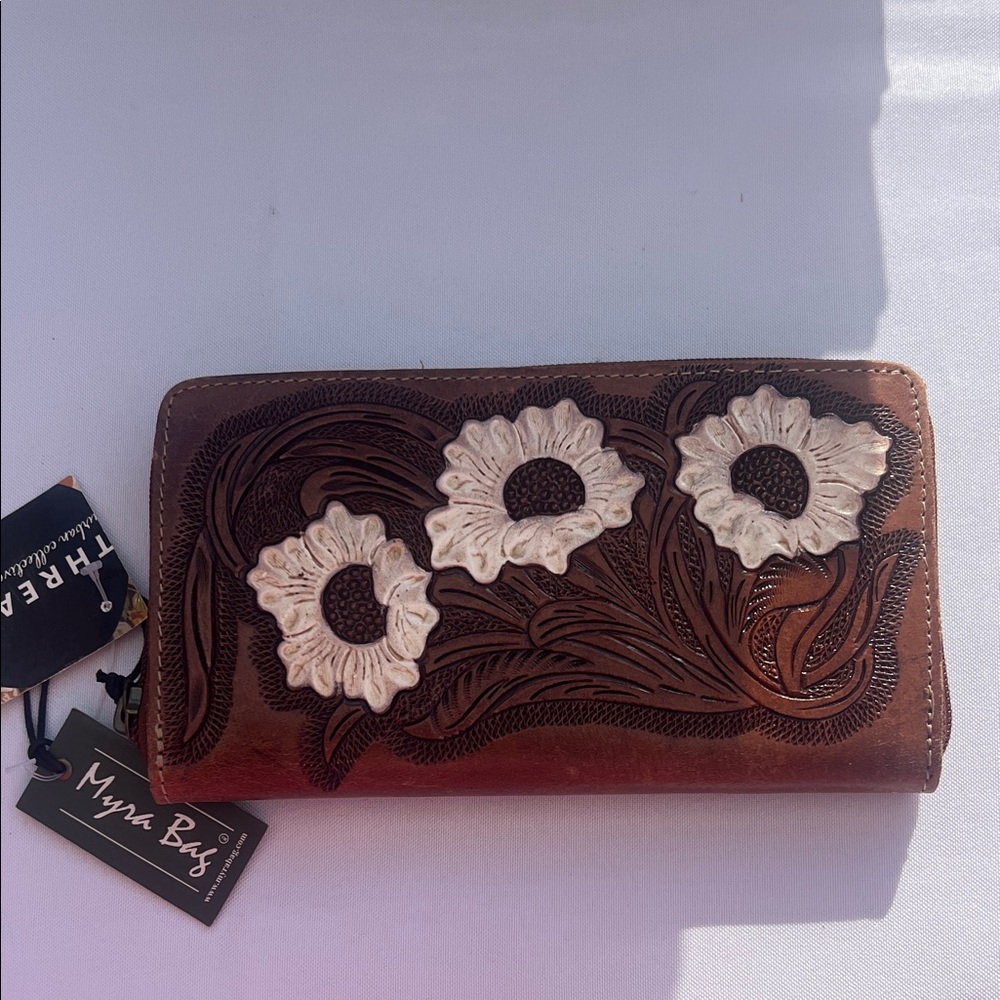 Myra Bag Brown and Cream Floral Wallet